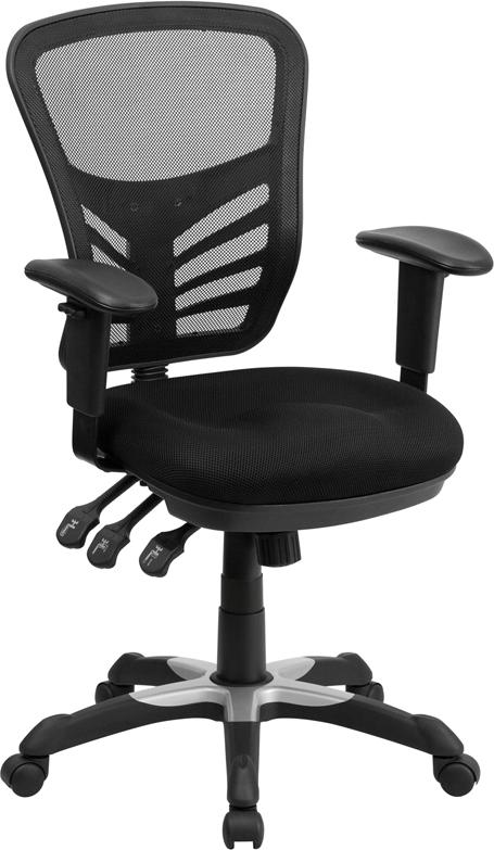 Flash Furniture Mid-Back Black Mesh Multifunction Executive Swivel Chair with Adjustable Arms – HL-0001-GG Fashion