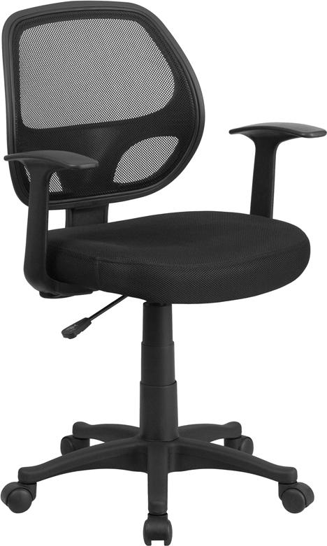 Flash Furniture Mid-Back Black Mesh Swivel Task Chair with T-Arms – LF-W-118A-BK-GG Sale