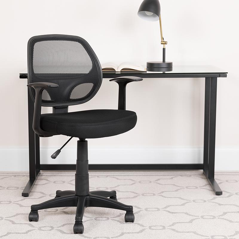 Flash Furniture Mid-Back Black Mesh Swivel Task Chair with T-Arms – LF-W-118A-BK-GG Sale