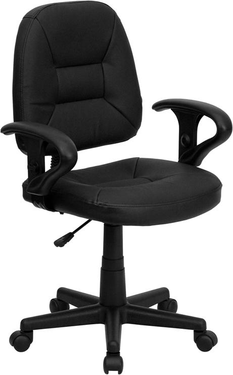 Flash Furniture Mid-Back Black Leather Ergonomic Swivel Task Chair with Adjustable Arms – BT-682-BK-GG Online