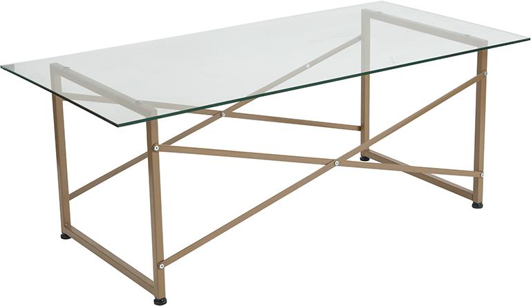 Flash Furniture Mar Vista Collection Glass Coffee Table with Matte Gold Frame – NAN-JH-1796CT-GG Discount