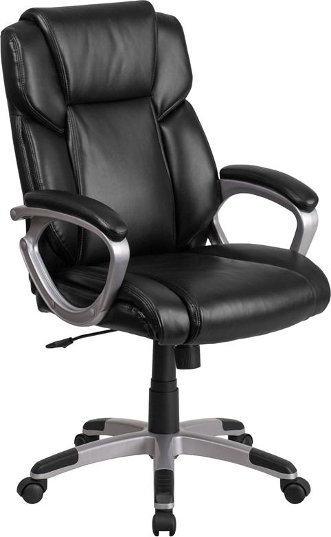 Flash Furniture Mid-Back Black Leather Executive Swivel Chair with Padded Arms – GO-2236M-BK-GG Supply