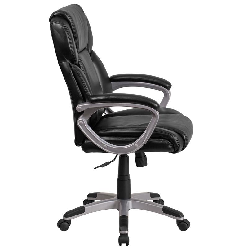 Flash Furniture Mid-Back Black Leather Executive Swivel Chair with Padded Arms – GO-2236M-BK-GG Supply