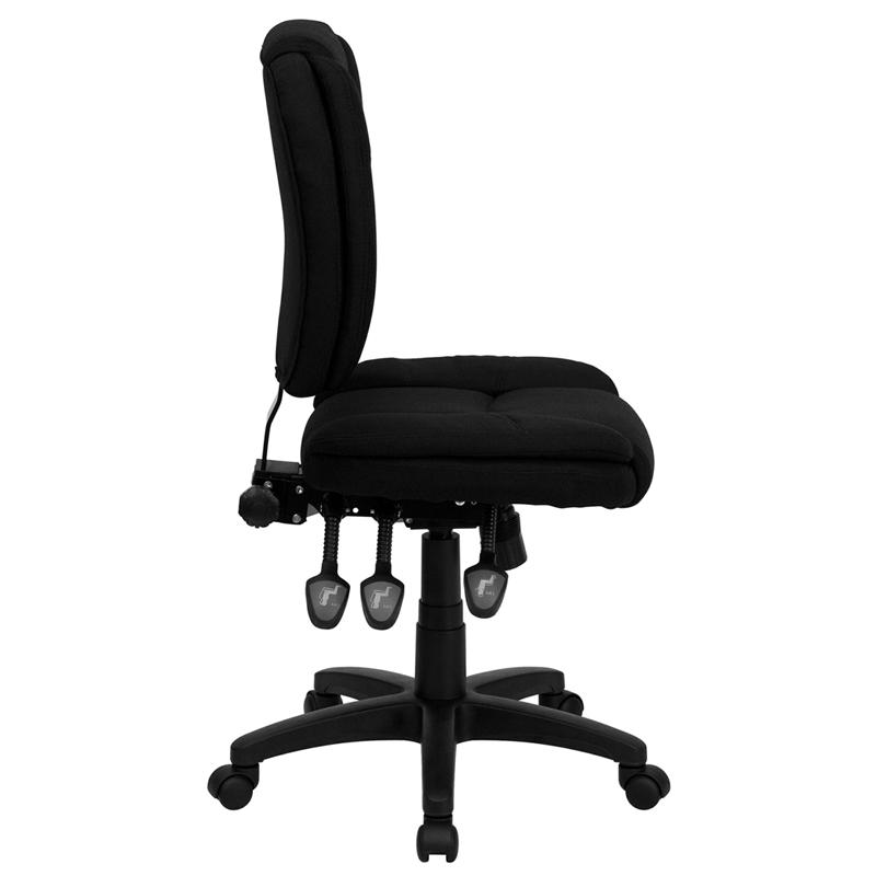Flash Furniture Mid-Back Black Fabric Multifunction Ergonomic Swivel Task Chair with Pillow Top Cushioning – GO-930F-BK-GG Discount