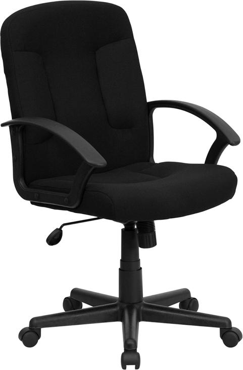 Flash Furniture Mid-Back Black Fabric Executive Swivel Chair with Nylon Arms – GO-ST-6-BK-GG Sale