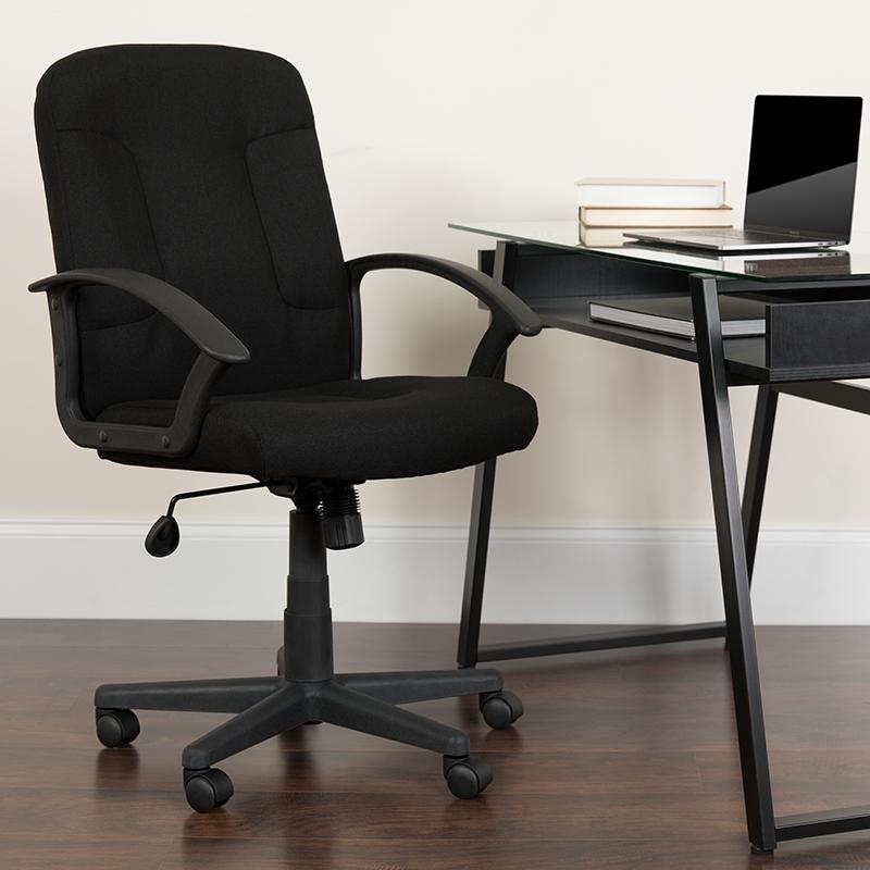 Flash Furniture Mid-Back Black Fabric Executive Swivel Chair with Nylon Arms – GO-ST-6-BK-GG Sale