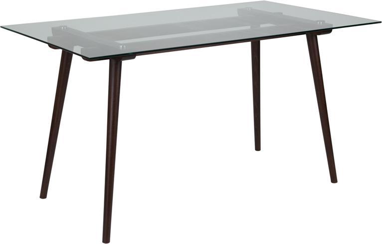 Flash Furniture Meriden 31.5″ x 55″ Rectangular Solid Espresso Wood Table with Clear Glass Top – SK-17GC-034-E-GG Discount