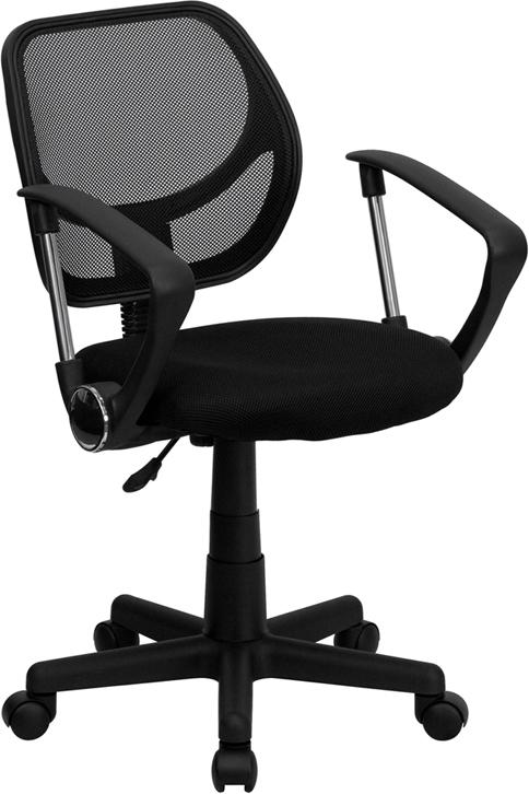 Flash Furniture Mid-Back Black Mesh Swivel Task Chair with Curved Square Back and Arms – WA-3074-BK-A-GG Hot on Sale