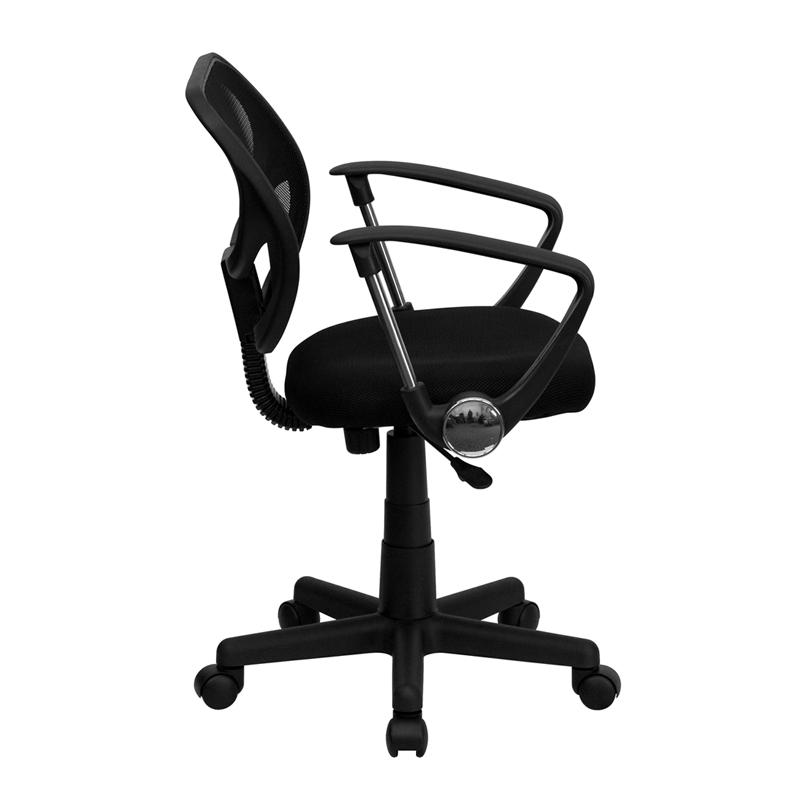 Flash Furniture Mid-Back Black Mesh Swivel Task Chair with Curved Square Back and Arms – WA-3074-BK-A-GG Hot on Sale