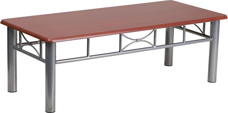Flash Furniture Mahogany Laminate Coffee Table with Silver Steel Frame – JB-5-COF-MAH-GG Hot on Sale