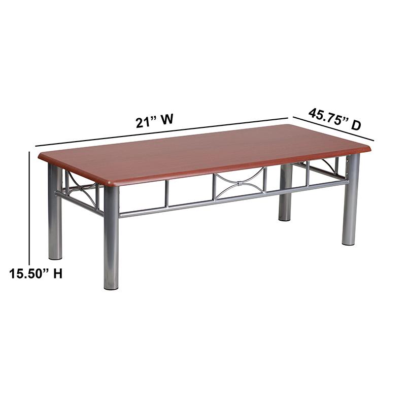 Flash Furniture Mahogany Laminate Coffee Table with Silver Steel Frame – JB-5-COF-MAH-GG Hot on Sale