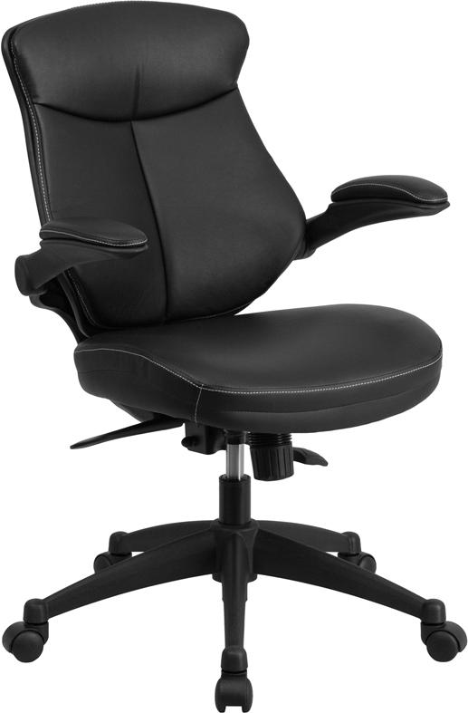 Flash Furniture Mid-Back Black Leather Executive Swivel Chair with Back Angle Adjustment and Flip-Up Arms – BL-ZP-804-GG on Sale