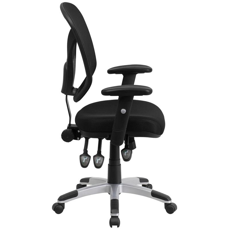 Flash Furniture Mid-Back Black Mesh Multifunction Swivel Task Chair with Adjustable Arms – GO-WY-89-GG Online Hot Sale