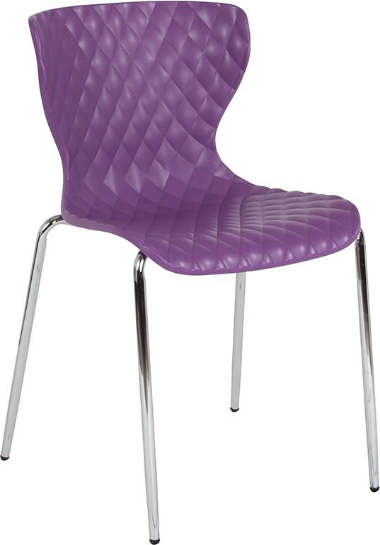 Flash Furniture Lowell Contemporary Design Purple Plastic Stack Chair – LF-7-07C-PUR-GG Supply