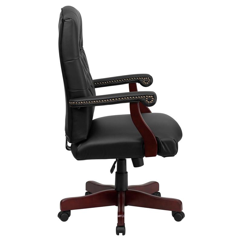 Flash Furniture Martha Washington Black Leather Executive Swivel Chair with Arms – 801L-LF0005-BK-LEA-GG Online now