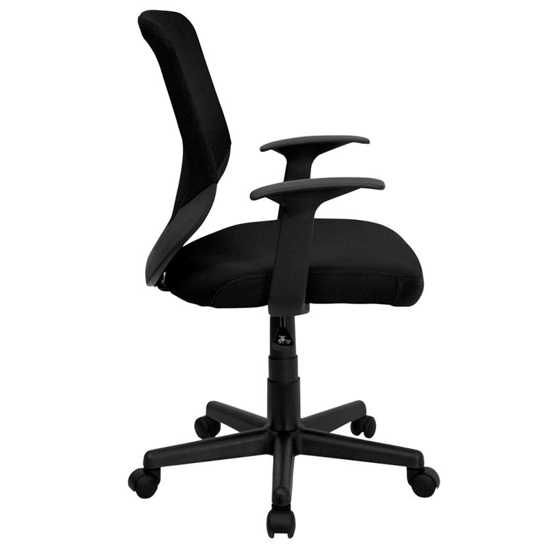 Flash Furniture Mid-Back Black Mesh Tapered Back Swivel Task Chair with T-Arms – LF-W-95A-BK-GG Supply