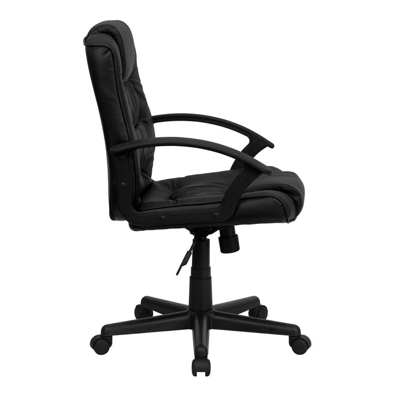 Flash Furniture Mid-Back Black Leather Swivel Task Chair with Arms – GO-937M-BK-LEA-GG on Sale