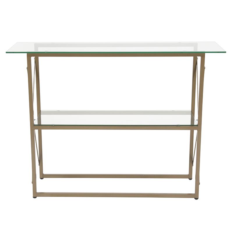 Flash Furniture Mar Vista Collection Glass Console Table with Matte Gold Frame – NAN-JH-1796ST-GG Supply