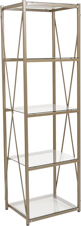 Flash Furniture Mar Vista Collection Glass Storage Shelf with Matte Gold Frame – NAN-JH-1796BF-GG Online Hot Sale