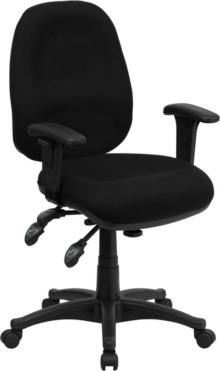 Flash Furniture Mid-Back Black Fabric Multifunction Executive Swivel Chair with Adjustable Arms – BT-662-BK-GG Online Sale