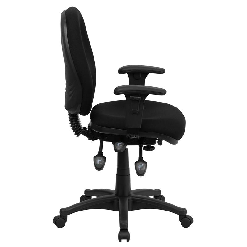 Flash Furniture Mid-Back Black Fabric Multifunction Executive Swivel Chair with Adjustable Arms – BT-662-BK-GG Online Sale