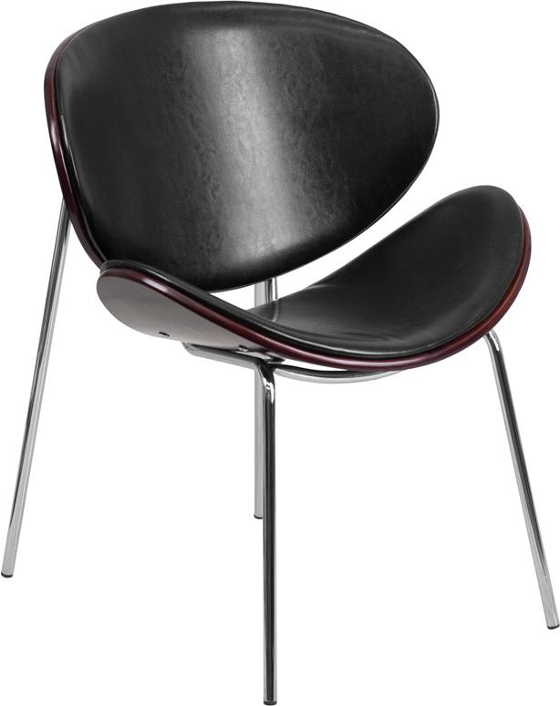 Flash Furniture Mahogany Bentwood Leisure Side Reception Chair with Black Leather Seat – SD-2268A-7-GG Sale