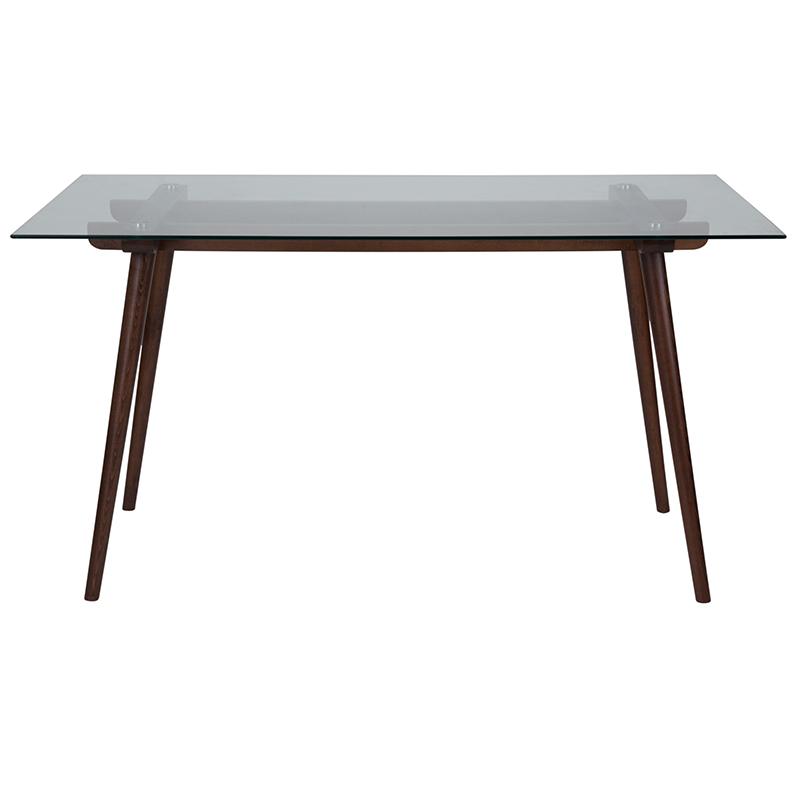 Flash Furniture Meriden 31.5″ x 55″ Rectangular Solid Walnut Wood Table with Clear Glass Top – SK-17GC-034-W-GG Online