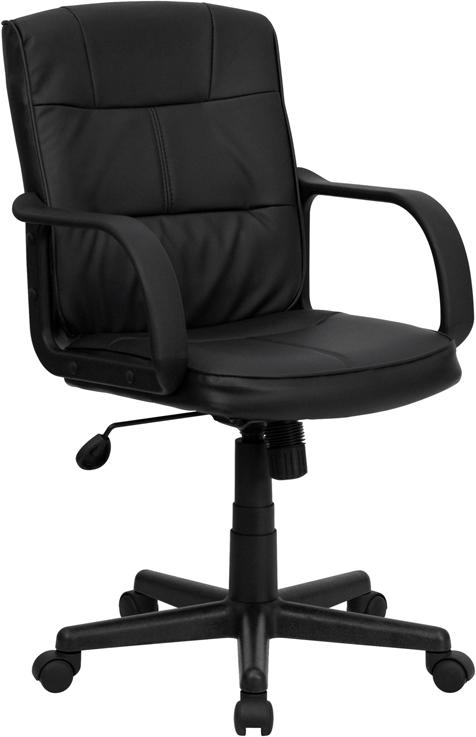 Flash Furniture Mid-Back Black Leather Swivel Task Chair with Arms – GO-228S-BK-LEA-GG Online now