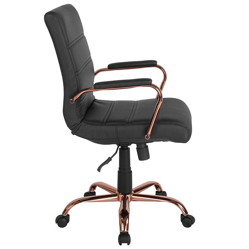 Flash Furniture Mid-Back Black Leather Executive Swivel Chair with Rose Gold Frame and Arms – GO-2286M-BK-RSGLD-GG Fashion