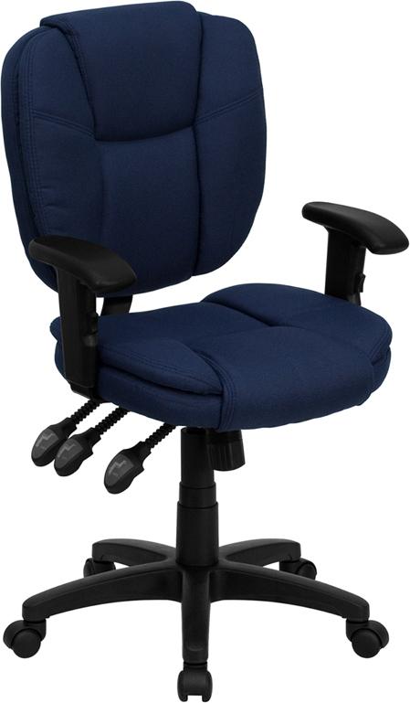 Flash Furniture Mid-Back Navy Blue Fabric Multifunction Ergonomic Swivel Task Chair with Pillow Top Cushioning and Arms – GO-930F-NVY-ARMS-GG Hot on Sale