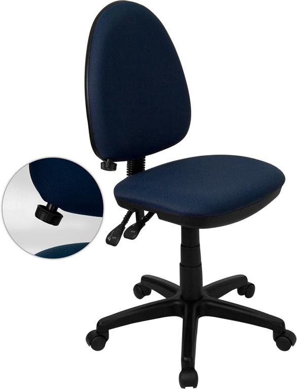 Flash Furniture Mid-Back Navy Blue Fabric Multifunction Swivel Task Chair with Adjustable Lumbar Support – WL-A654MG-NVY-GG Fashion