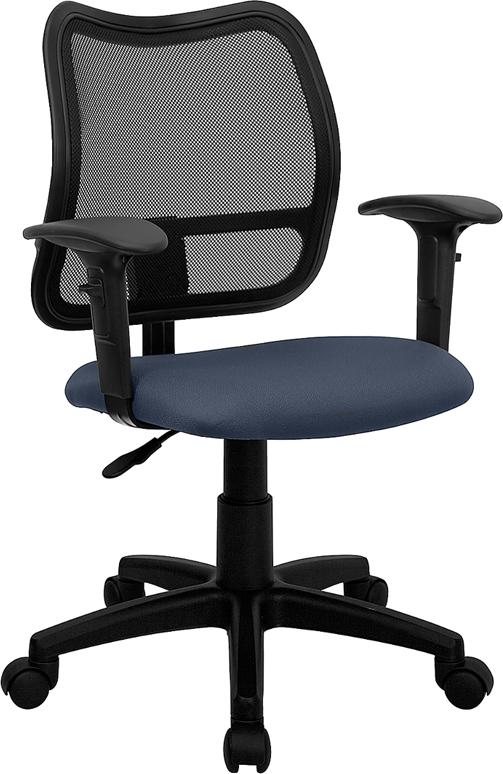 Flash Furniture Mid-Back Navy Blue Mesh Swivel Task Chair with Adjustable Arms – WL-A277-NVY-A-GG Supply