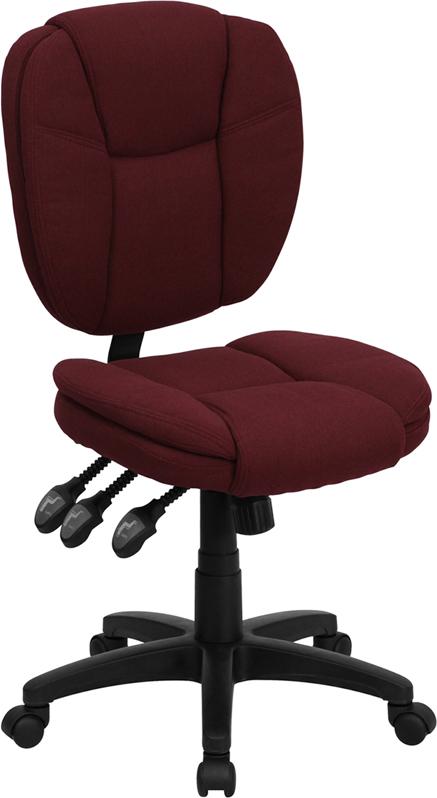Flash Furniture Mid-Back Burgundy Fabric Multifunction Ergonomic Swivel Task Chair with Pillow Top Cushioning – GO-930F-BY-GG Fashion