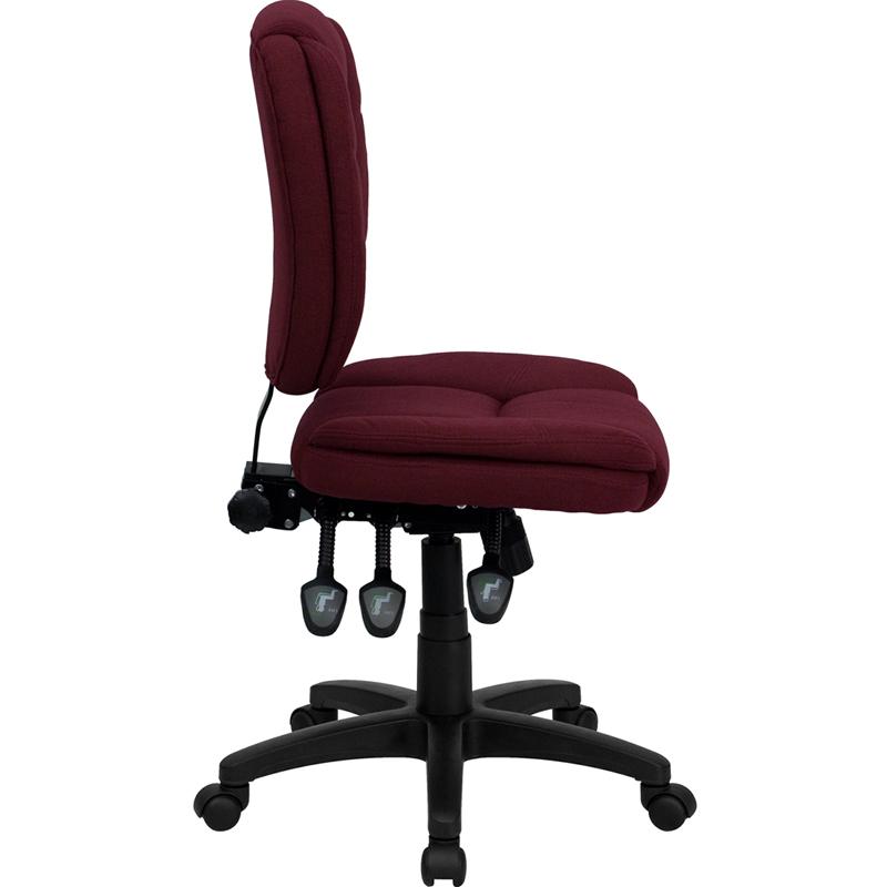 Flash Furniture Mid-Back Burgundy Fabric Multifunction Ergonomic Swivel Task Chair with Pillow Top Cushioning – GO-930F-BY-GG Fashion