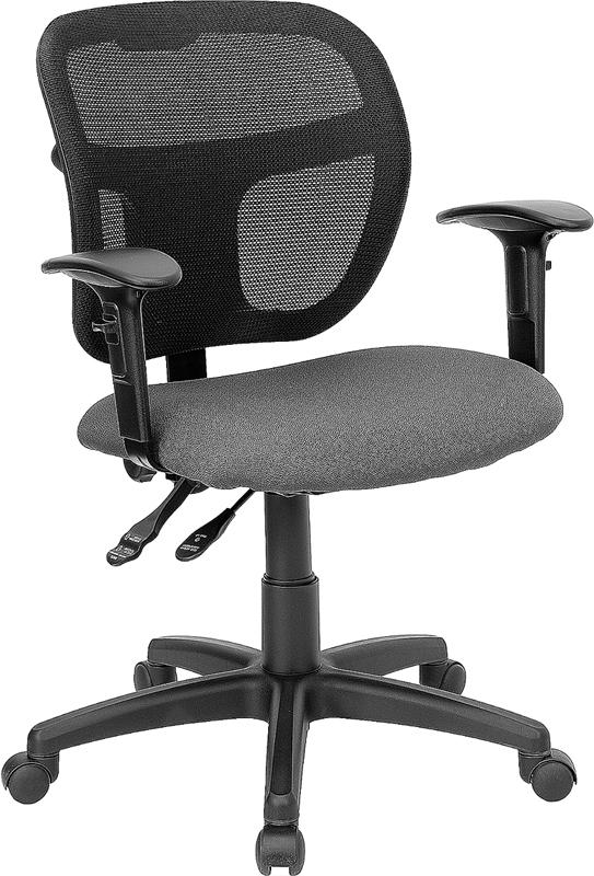 Flash Furniture Mid-Back Gray Mesh Swivel Task Chair with Back Height Adjustment and Adjustable Arms – WL-A7671SYG-GY-A-GG Supply