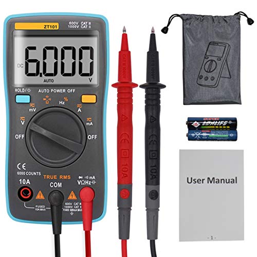 Auto-Ranging True RMS Digital Multimeter Backlit 6000 Counts LCD Display, Measures AC/DC Voltage & Current, Resistance, Capacitance, Frequency, more on Sale