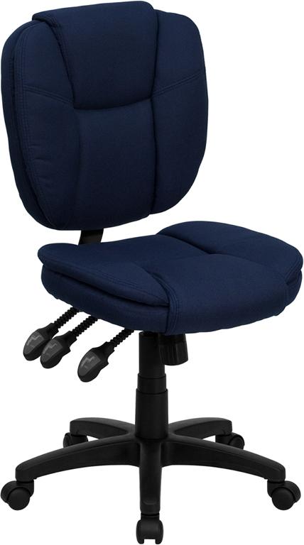 Flash Furniture Mid-Back Navy Blue Fabric Multifunction Ergonomic Swivel Task Chair with Pillow Top Cushioning – GO-930F-NVY-GG Sale