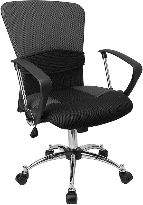 Flash Furniture Mid-Back Grey Mesh Swivel Task Chair with Adjustable Lumbar Support and Arms – LF-W23-GREY-GG Sale