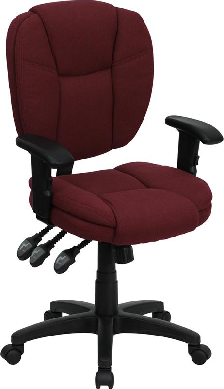 Flash Furniture Mid-Back Burgundy Fabric Multifunction Ergonomic Swivel Task Chair with Pillow Top Cushioning and Arms – GO-930F-BY-ARMS-GG Online