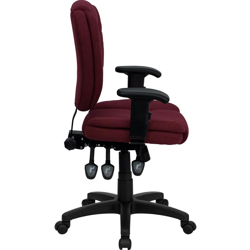Flash Furniture Mid-Back Burgundy Fabric Multifunction Ergonomic Swivel Task Chair with Pillow Top Cushioning and Arms – GO-930F-BY-ARMS-GG Online