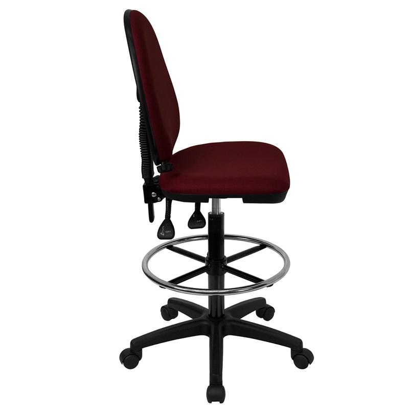 Flash Furniture Mid-Back Burgundy Fabric Multifunction Drafting Chair with Adjustable Lumbar Support – WL-A654MG-BY-D-GG Online