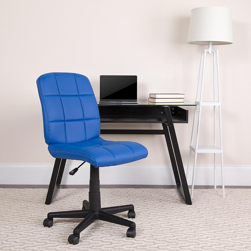 Flash Furniture Mid-Back Blue Quilted Vinyl Swivel Task Chair – GO-1691-1-BLUE-GG Supply