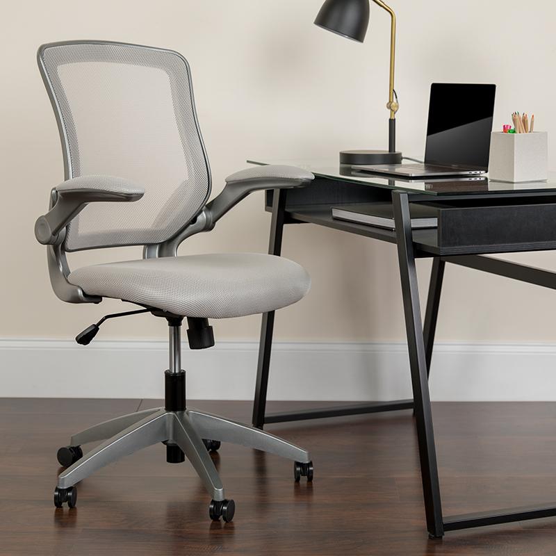 Flash Furniture Mid-Back Gray Mesh Swivel Task Chair with Gray Frame and Flip-Up Arms – BL-ZP-8805-GY-GG Hot on Sale