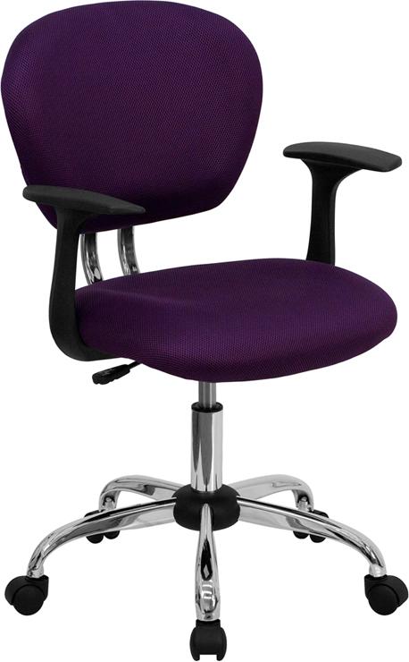 Flash Furniture Mid-Back Purple Mesh Padded Swivel Task Chair with Chrome Base and Arms – H-2376-F-PUR-ARMS-GG Online