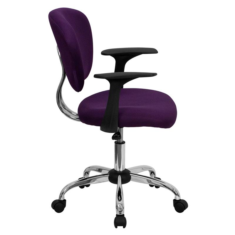 Flash Furniture Mid-Back Purple Mesh Padded Swivel Task Chair with Chrome Base and Arms – H-2376-F-PUR-ARMS-GG Online