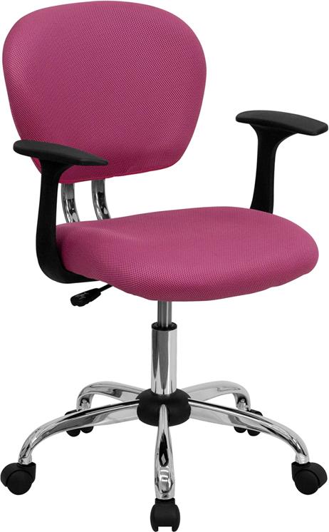 Flash Furniture Mid-Back Pink Mesh Padded Swivel Task Chair with Chrome Base and Arms – H-2376-F-PINK-ARMS-GG Online Hot Sale