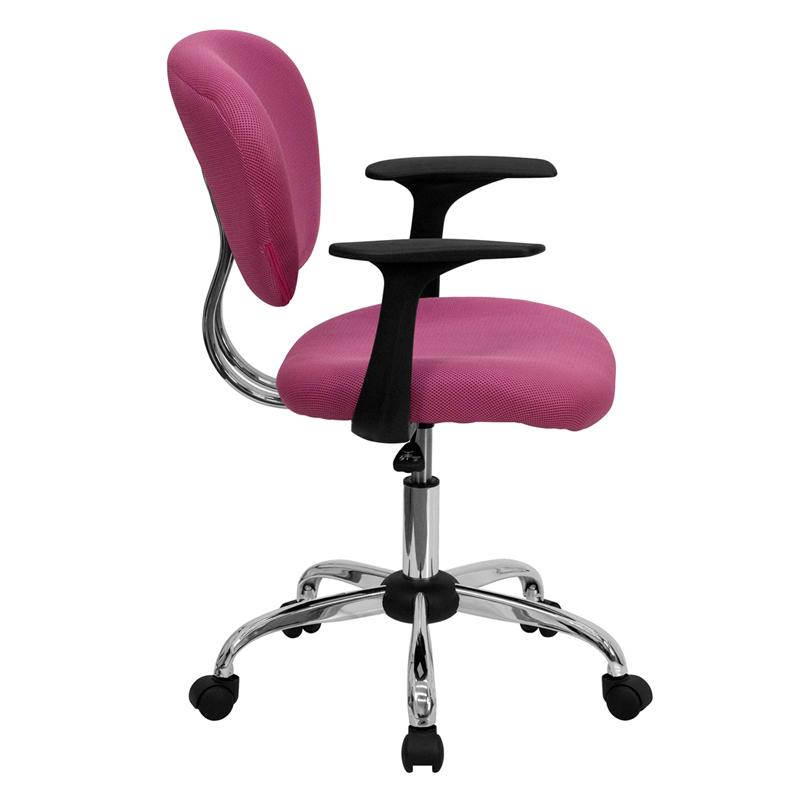 Flash Furniture Mid-Back Pink Mesh Padded Swivel Task Chair with Chrome Base and Arms – H-2376-F-PINK-ARMS-GG Online Hot Sale