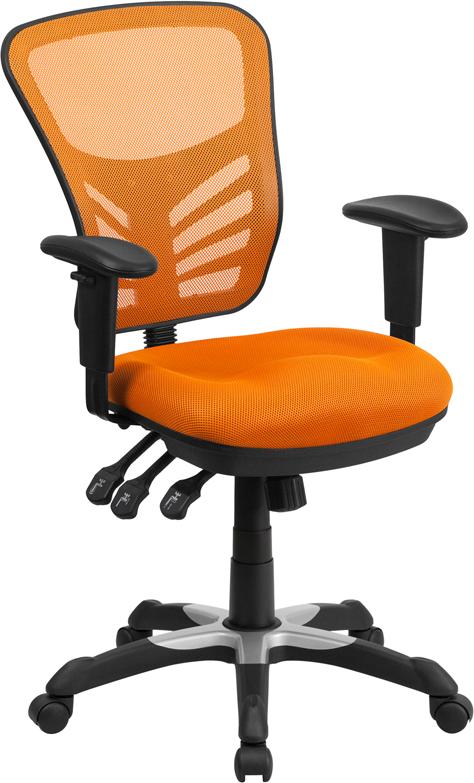 Flash Furniture Mid-Back Orange Mesh Multifunction Executive Swivel Chair with Adjustable Arms – HL-0001-OR-GG Online