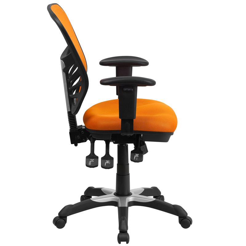 Flash Furniture Mid-Back Orange Mesh Multifunction Executive Swivel Chair with Adjustable Arms – HL-0001-OR-GG Online