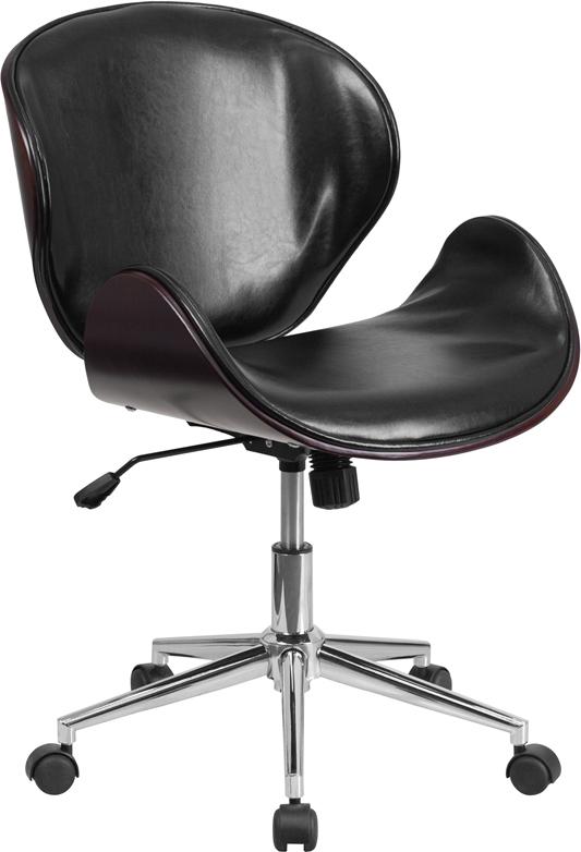Flash Furniture Mid-Back Mahogany Wood Swivel Conference Chair in Black Leather – SD-SDM-2240-5-MAH-BK-GG Sale